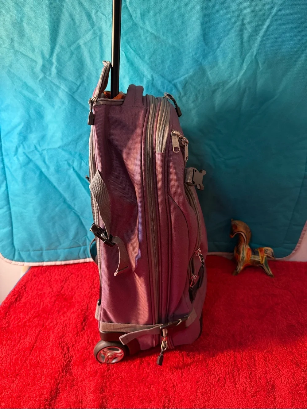 Men's Black and Purple Roll-Top Travel Bag - Unbranded